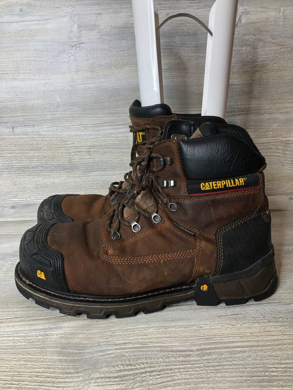 Caterpillar EXCAVATOR Sz 11.5 Wide MEN Steel Toe Waterproof Brown P90991